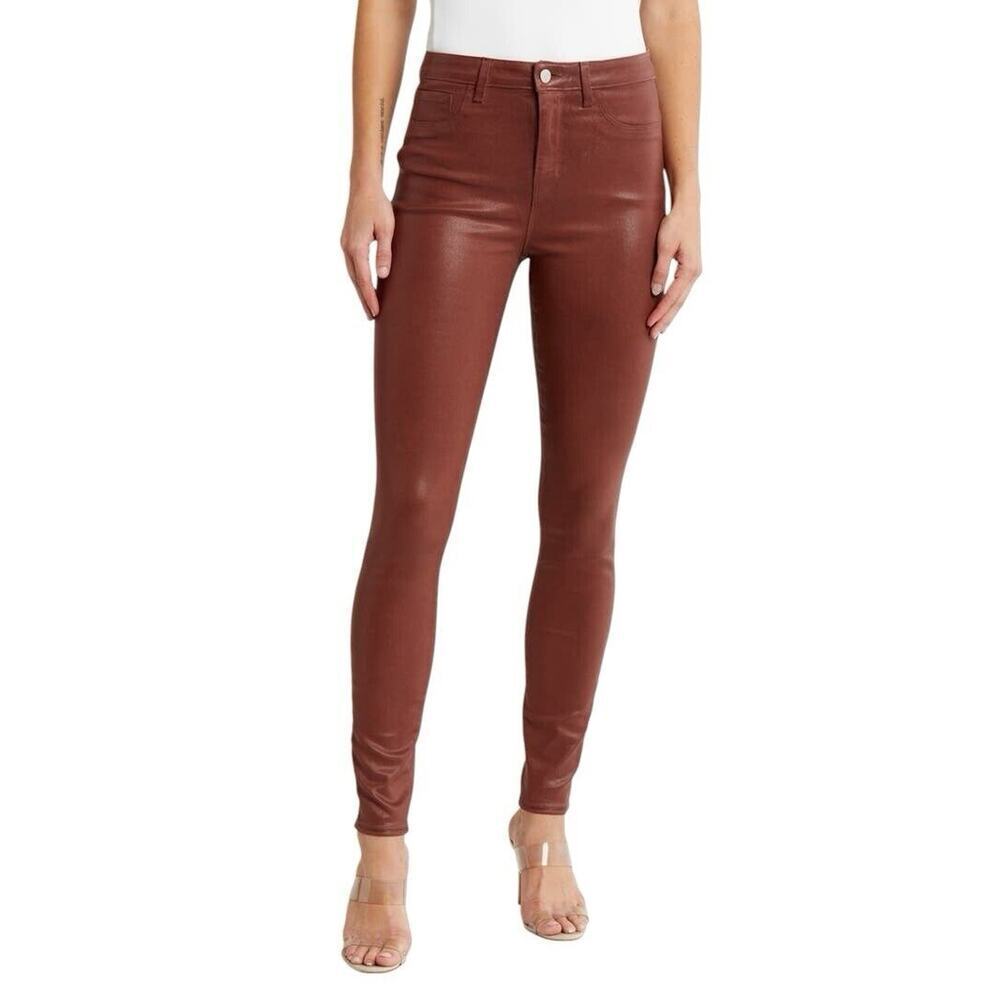 NWOT $275 L'agence Monique High Rise Skinny Jeans In Cinnamon Coated Size 25